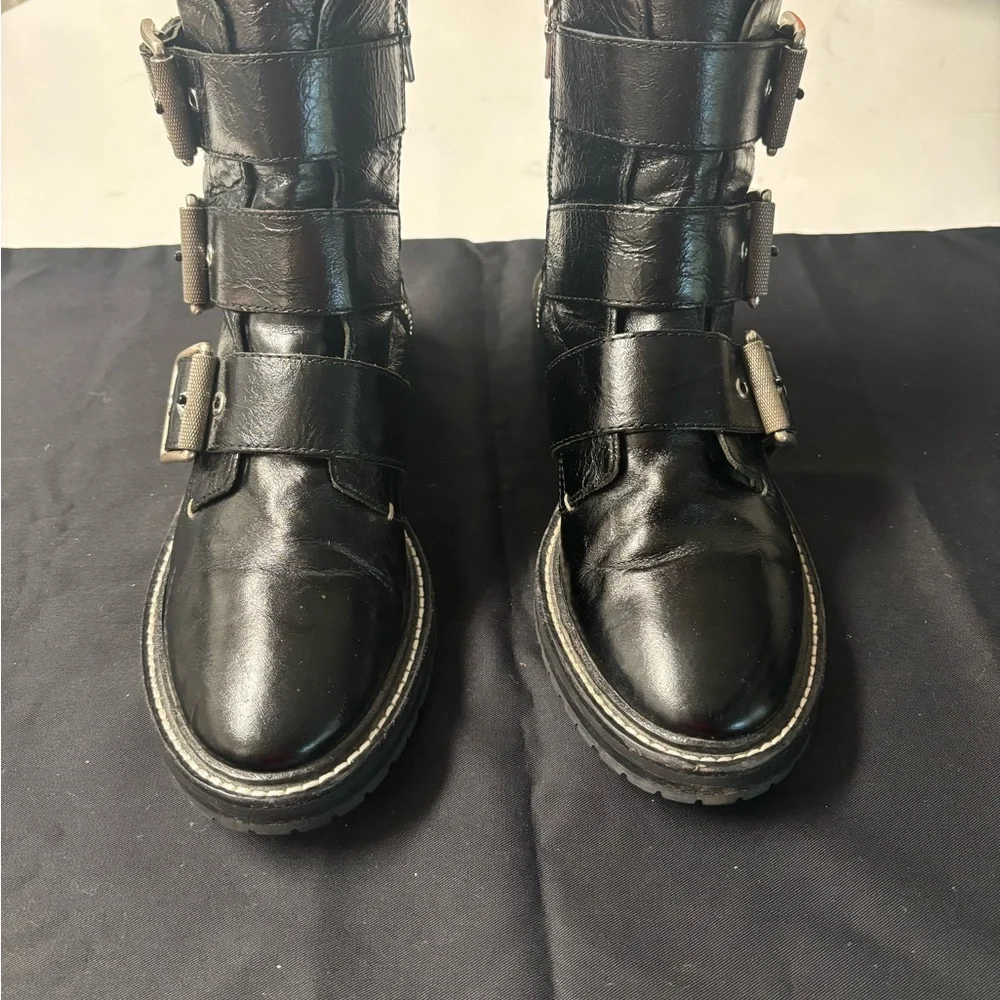 rag & bone Black Triple Buckle Combat Boots - Picture 3 of 10